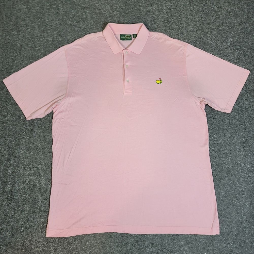 Masters Amen Corner Polo Shirt XL Pink Pima Cotton Double Mercerized Golf Logo.